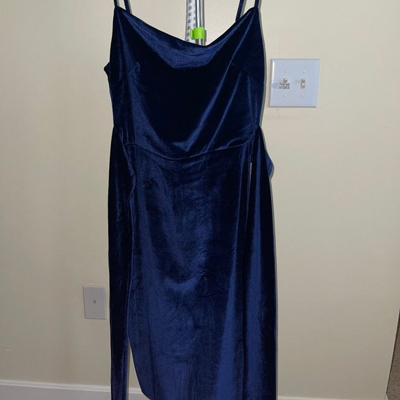 SHEIN Velvet dark blue bodycon dress - Picture 1 of 2